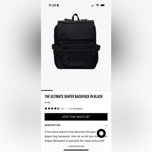 BÉIS The Ultimate Diaper Backpack 
in Black